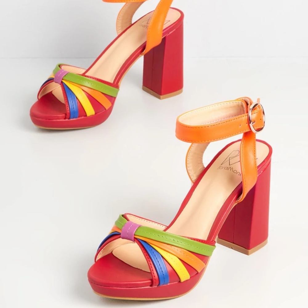 Ribbons In Rainbow Platform Heels - image 1